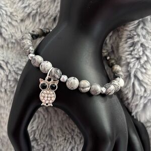 Map Jasper & Hematite Owl Bracelet